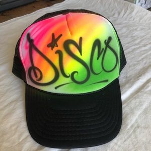 Disco mesh hat vintage airbrush 70s